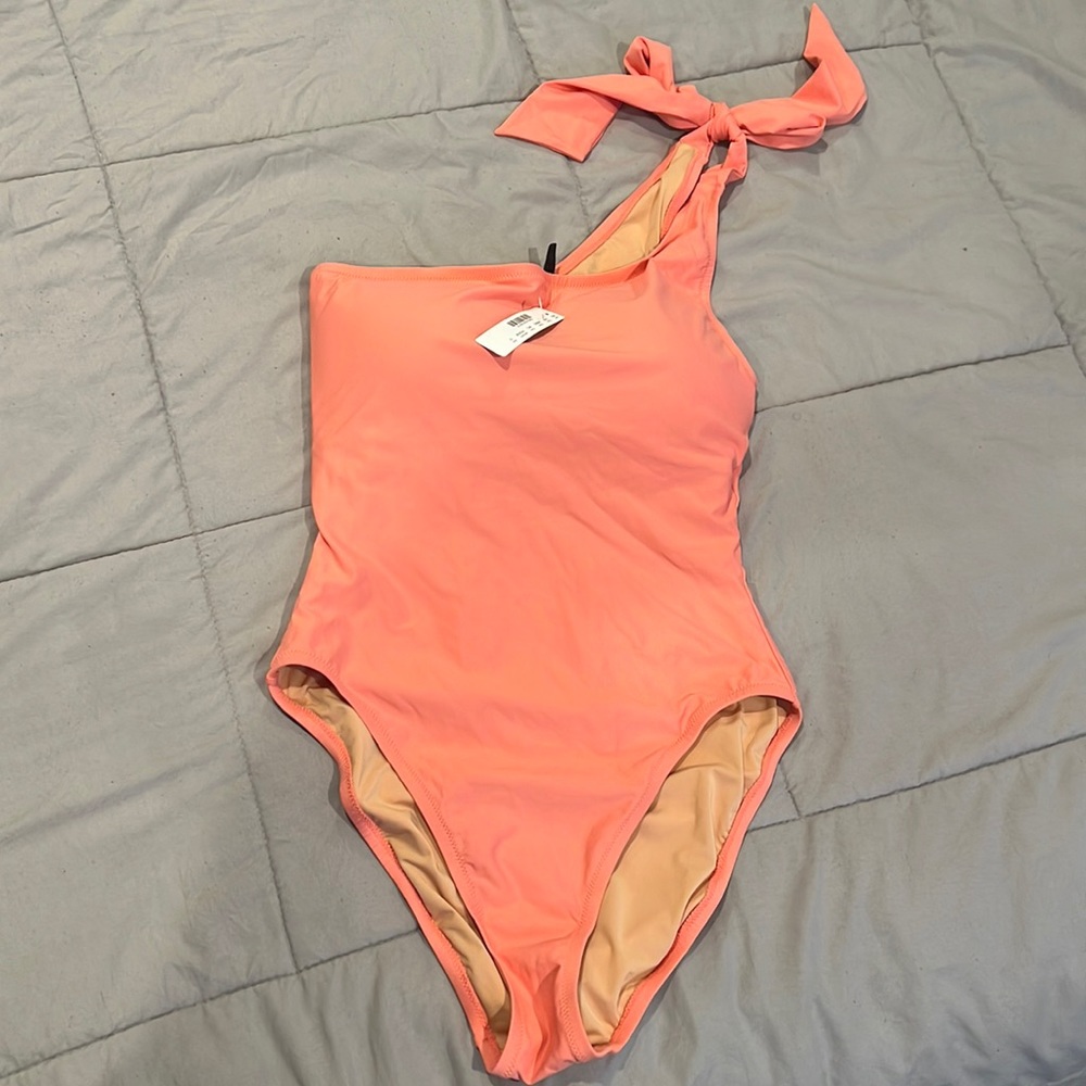 Brand new with tags J.Crew Bow One shoulder one piece bathing suit